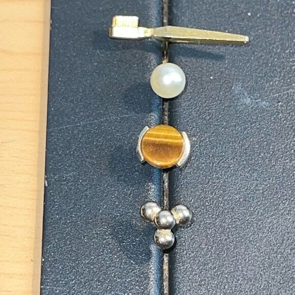 Vintage Accessories Lot Men’s Cufflinks, Tie Tack, Collar Pin All Gold Tone - Picture 2 of 6